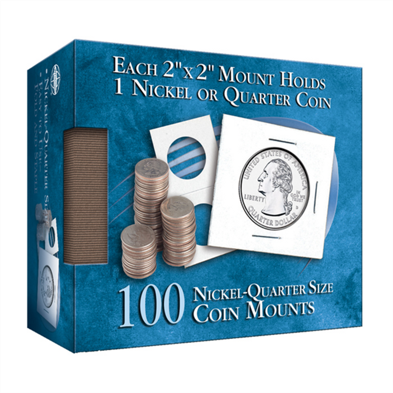 Nickel - Quarter 2X2 Coin Mount Cube, 100 Count