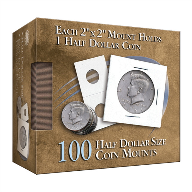 Half Dollar 2X2 Coin Mounts Cube, 100 Count