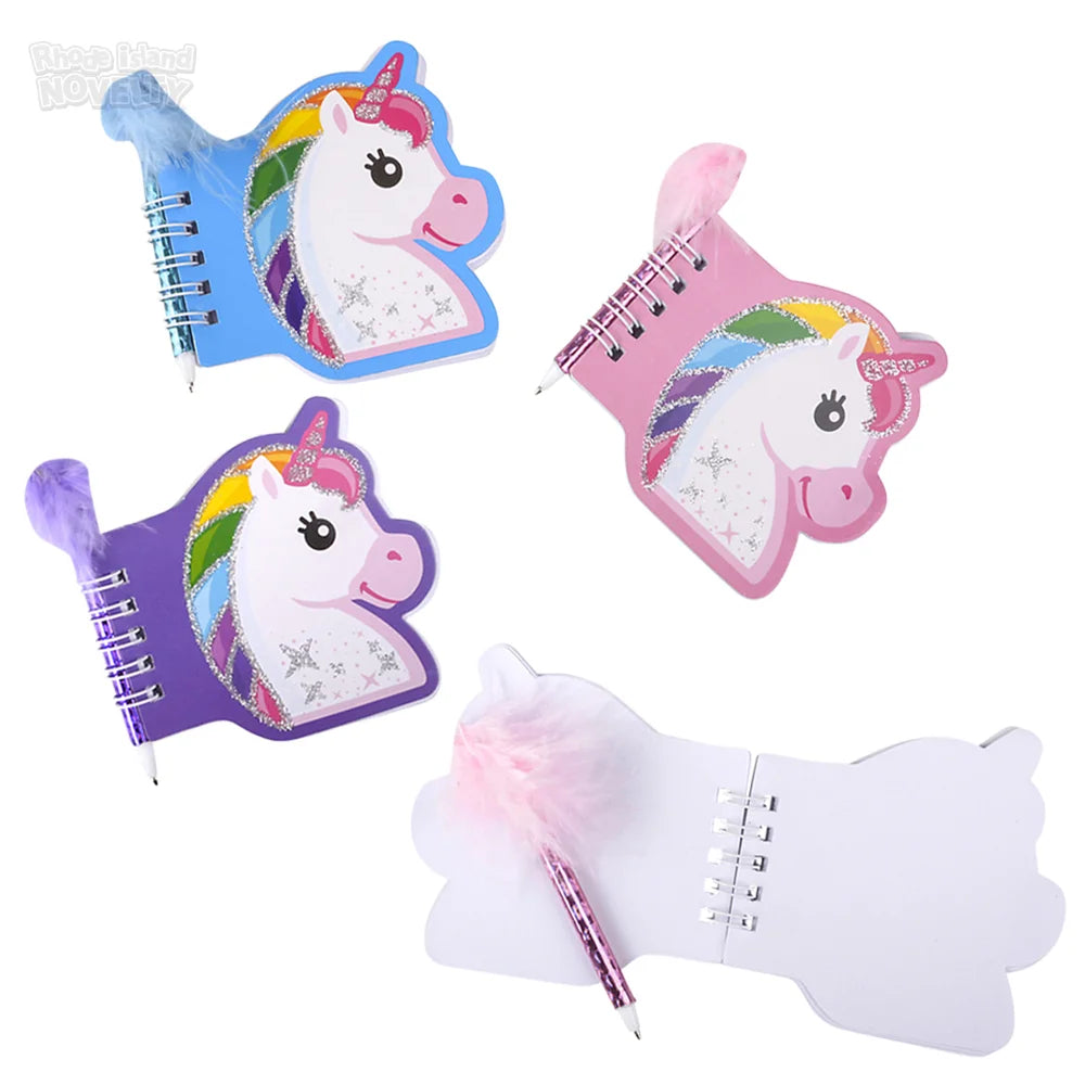 3.5" Unicorn Notebook With Feather Pen