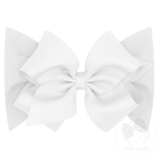 King Grosgrain Bow Matching Cotton Jersey Baby Headband - WHT