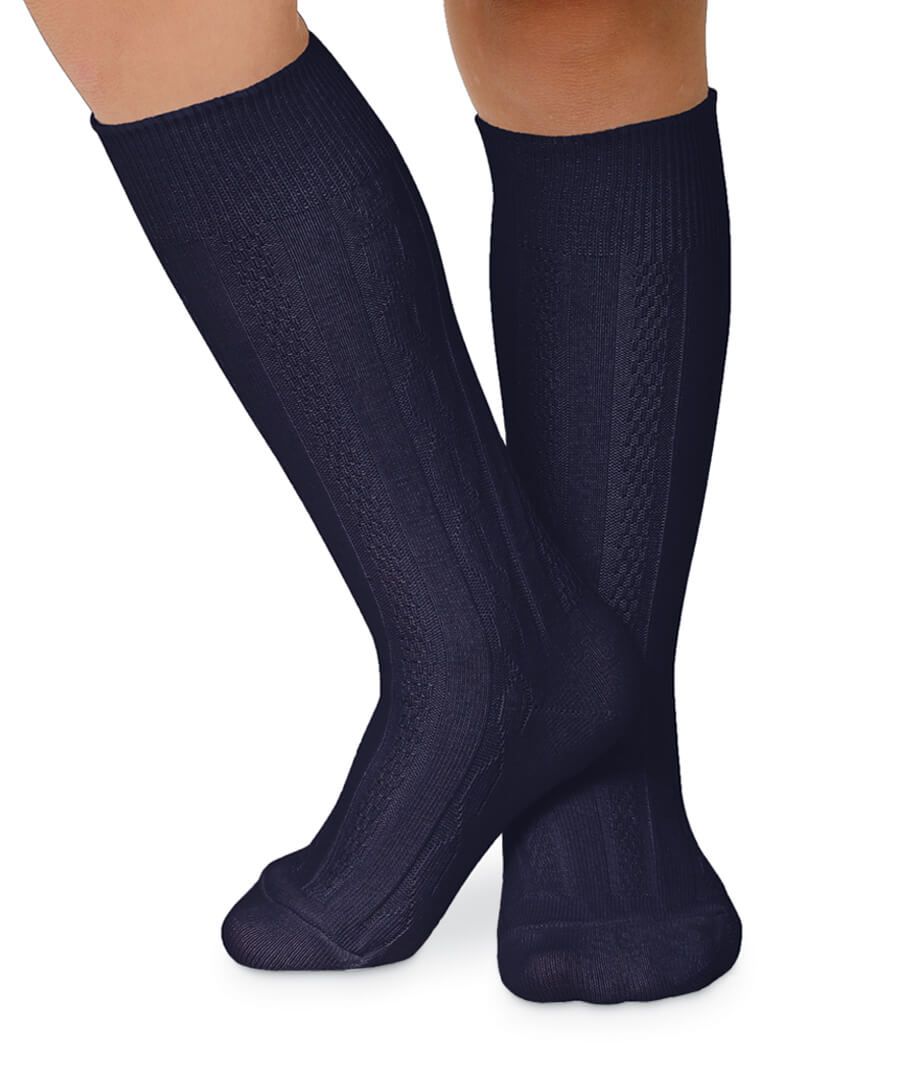 Jefferies Socks Classic Cable Knee High Socks 1 Pair - Navy