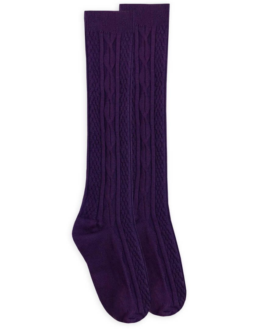 Jefferies Socks Fashion Cable Knee High Socks 1 Pair - Plum
