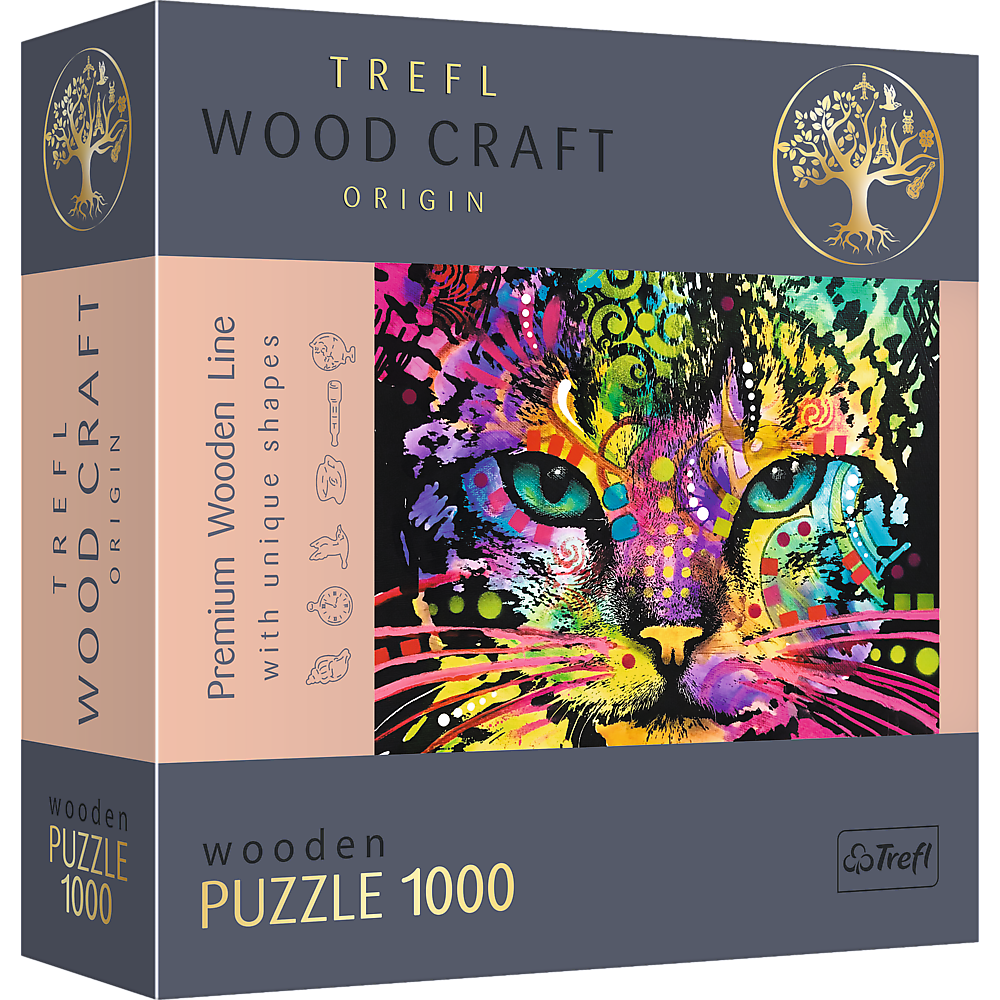Trefl Wood Craft 1000 Piece Wooden Puzzle - Colorful Cat