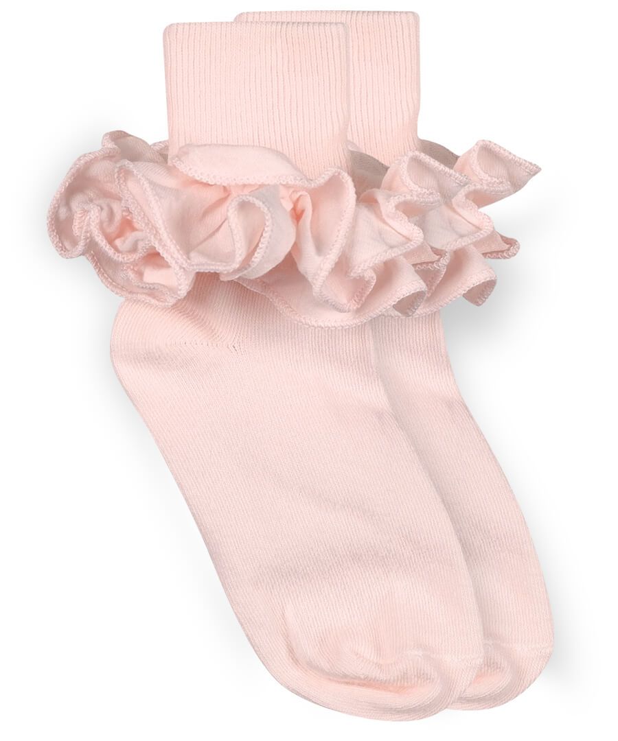 Jefferies Socks Misty Ruffle Lace Turn Cuff Socks 1 Pair - Pastel Pink