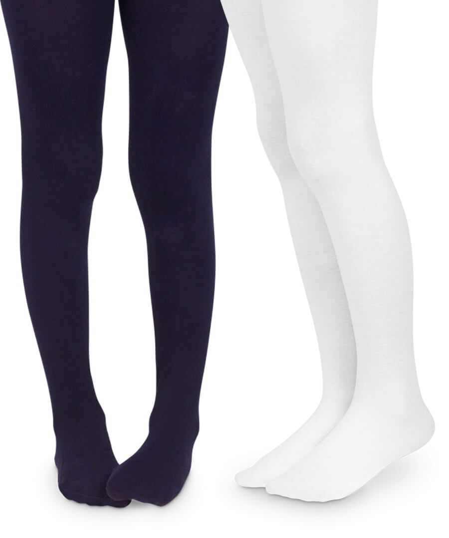 Jefferies Socks Smooth Microfiber Tights 2 Pair Pack - Navy & White