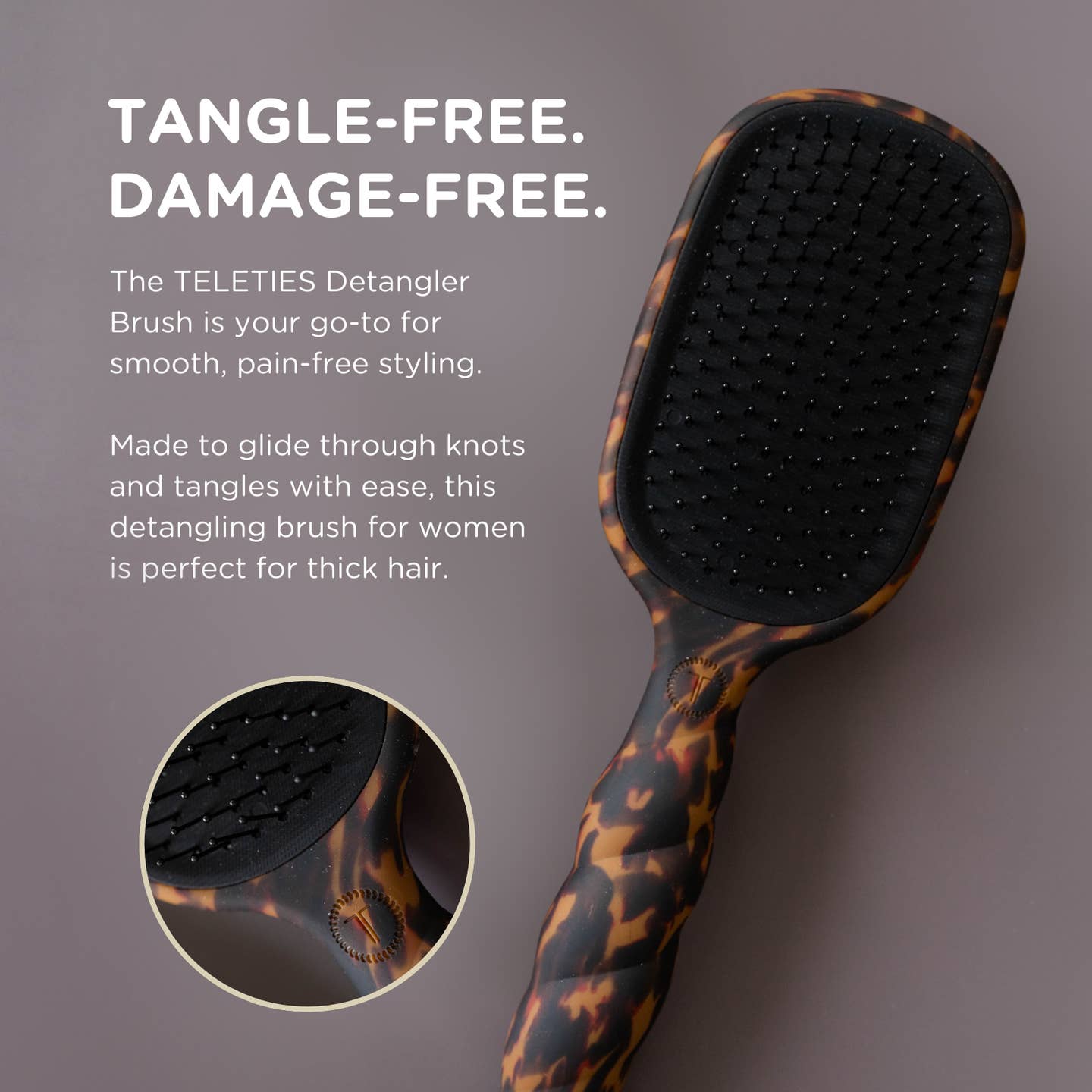 Detangler Hair Brush For Thick Hair - Tortoise