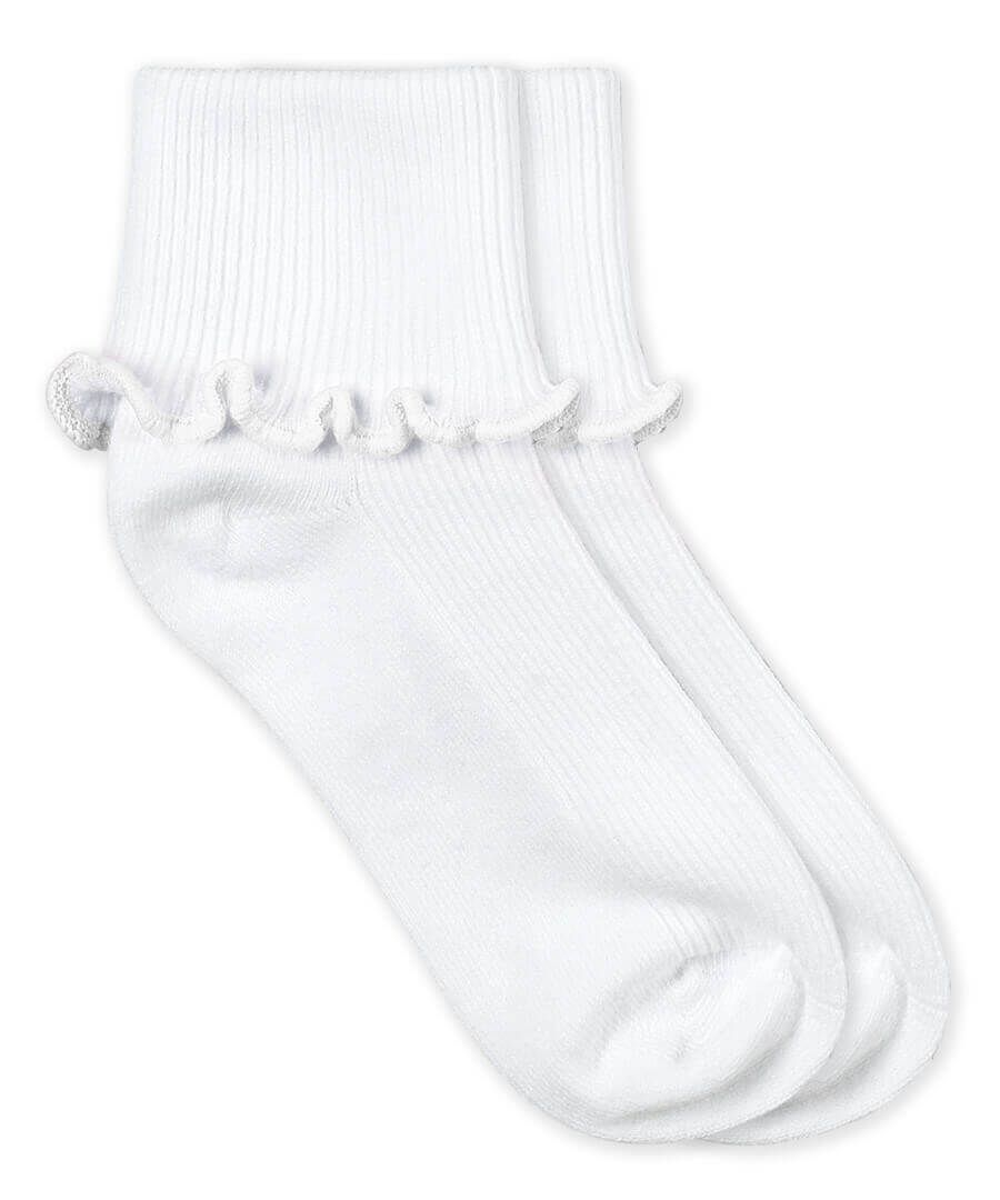 Jefferies Socks Ripple Edge Turn Cuff Socks 1 Pair - White - Infant