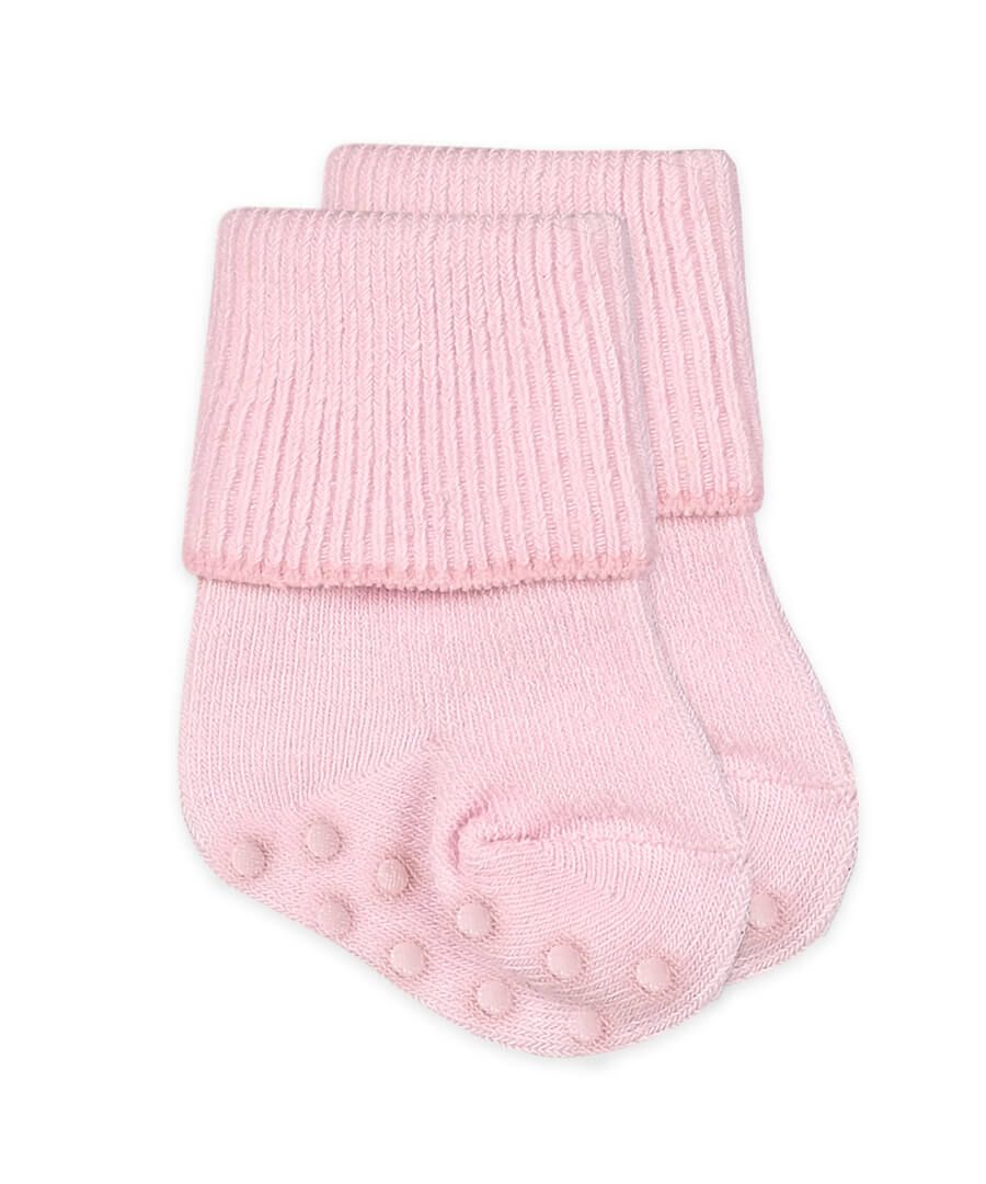 Non-Skid Smooth Toe Organic Cotton Turn Cuff Socks 1 Pair - Pink