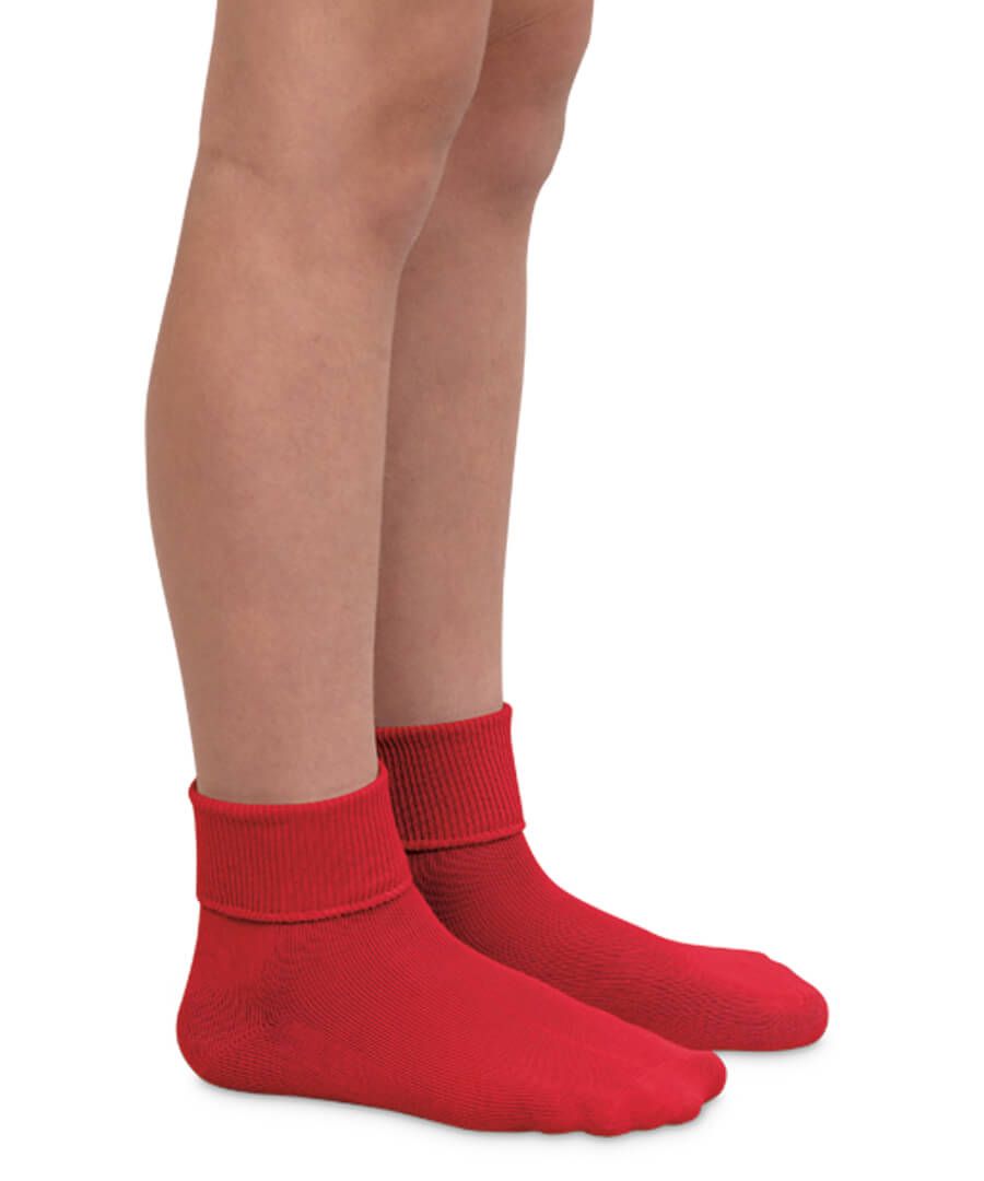 Jefferies Socks Smooth Toe Organic Cotton Turn Cuff Socks 1 Pair - Red