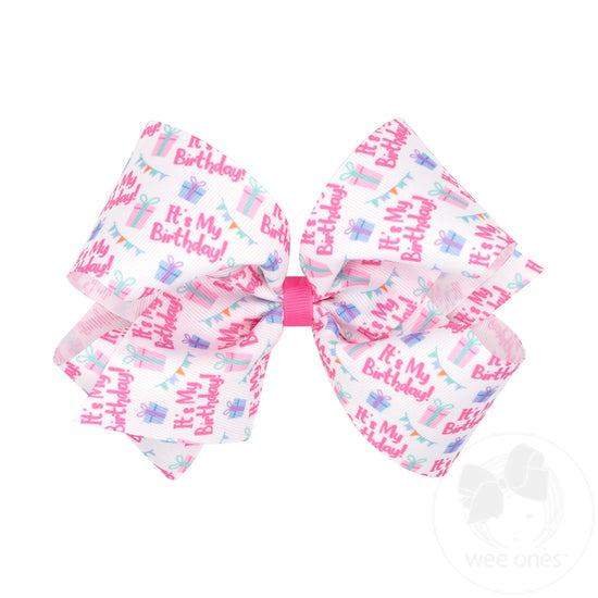 It's My Birthday Print Grosgrain Hair Bow