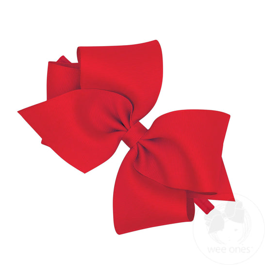 Mini King Grosgrain Hair Bow on Baby Band- Red