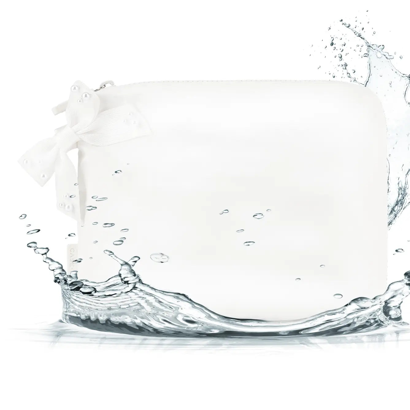Case-Mate Ivory Pearl Bow Crinkle Makeup Bag