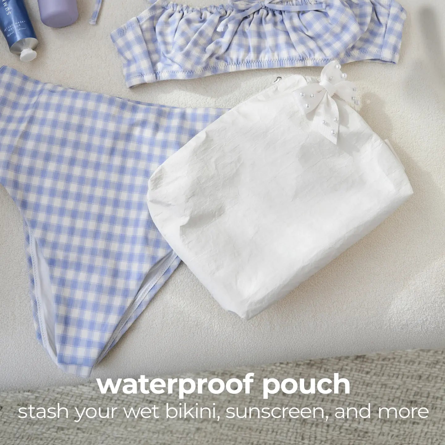 Case-Mate Ivory Pearl Bow Crinkle Makeup Bag