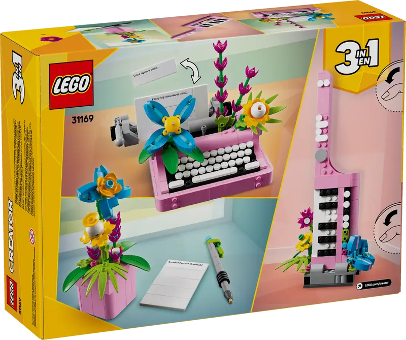 LEGO Typewriter with Flowers