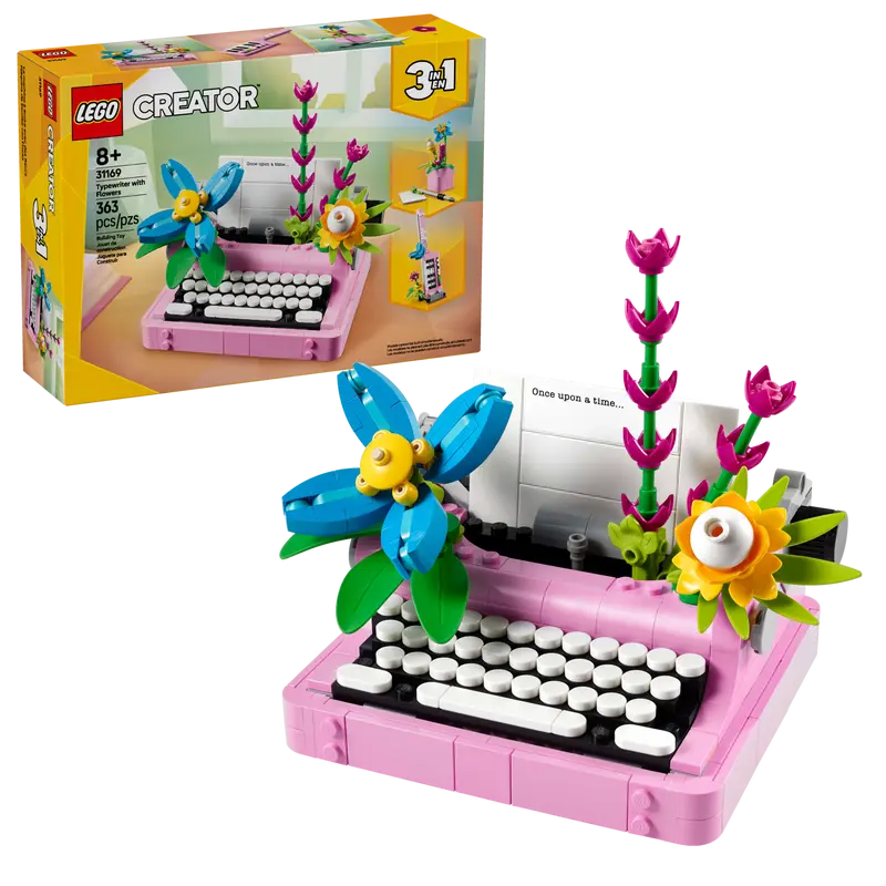 LEGO Typewriter with Flowers