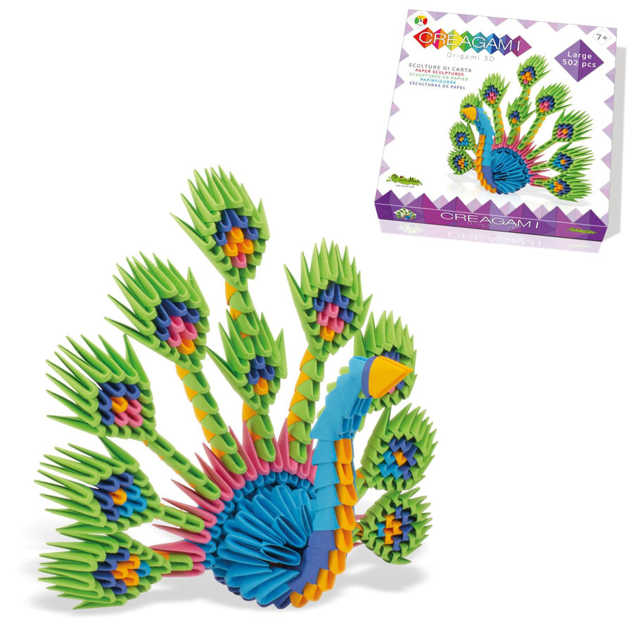 Creagami Peacock Origami Set - Large 3D Modular Paper Art Kit- Peacock