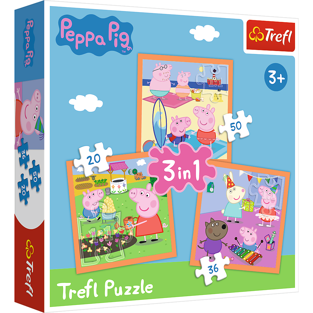 Trefl 3 In 1 (20, 36 & 50 Piece) Puzzle - Peppa Pig's Inventive