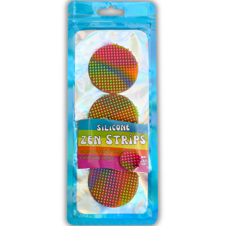 Silicone Zen Dots, Neon, Textured Fidget Strips, 3 Pack