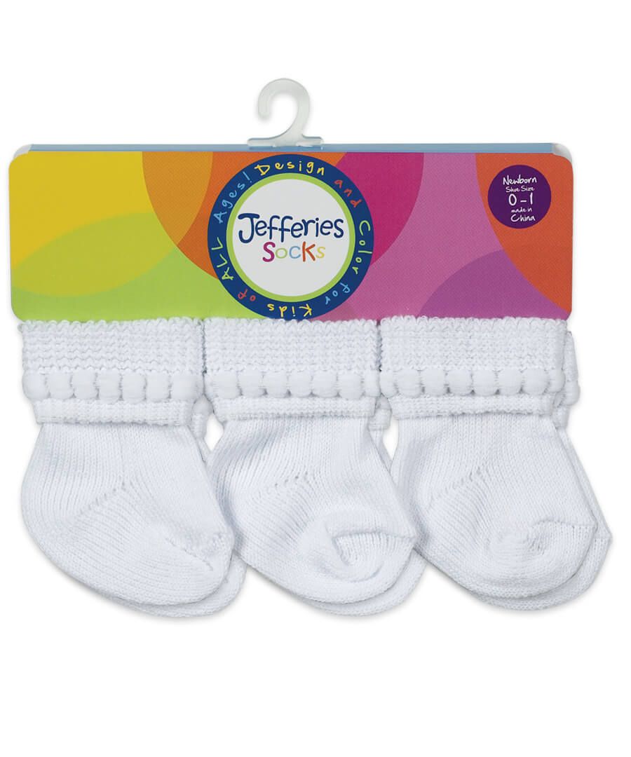 Jefferies Socks Rock-A-Bye Turn Cuff Socks 6 Pair Pack - White