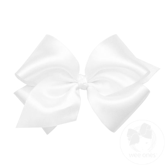 French Satin Girls Hair Bow- White