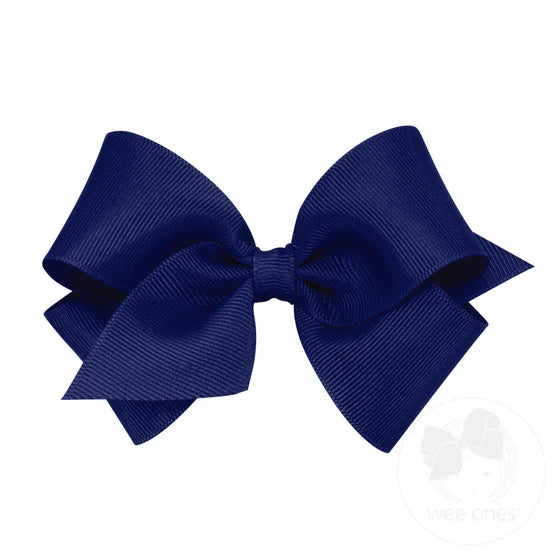 Small Classic Grosgrain Bow (Plain Wrap) Navy
