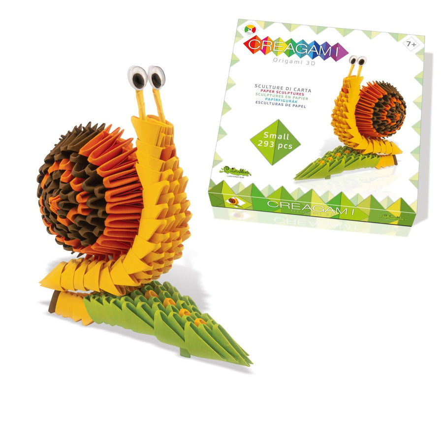 Creagami Snail on the Leaf Origami Set - A Colorful 3D Modular Paper Sculpture Kit- Small Snail