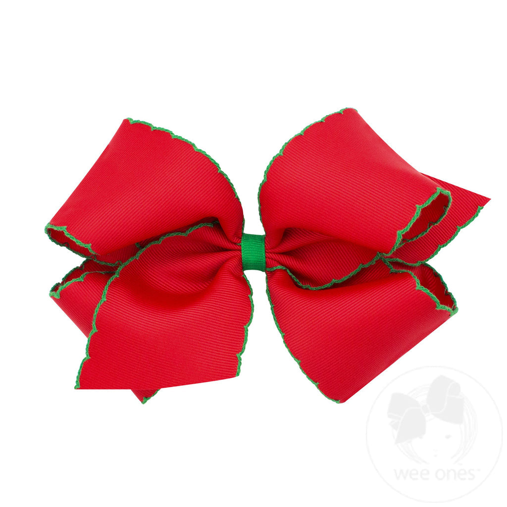 Moonstitch Grosgrain Hair Bow with Contrasting Wrap