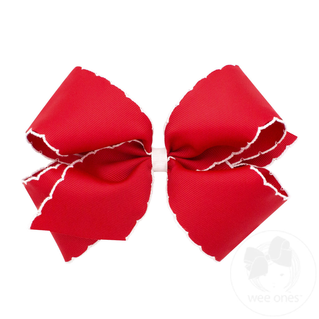 Medium  Moonstitch Grosgrain Hair Bow with Contrasting Wrap