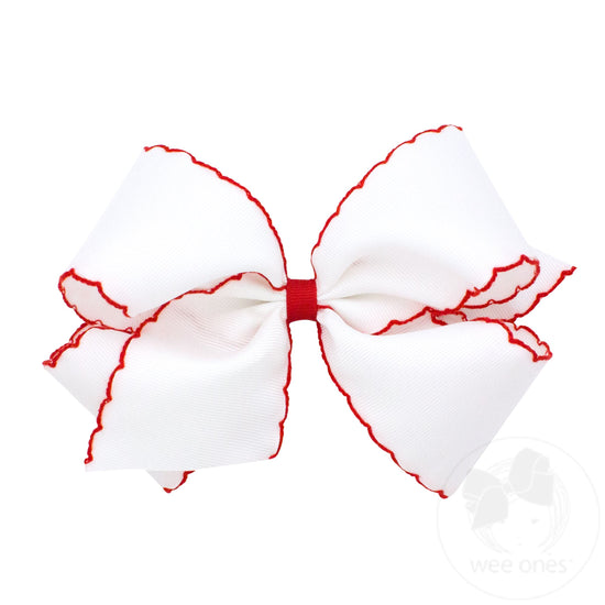Moonstitch Grosgrain Hair Bow with Contrasting Wrap