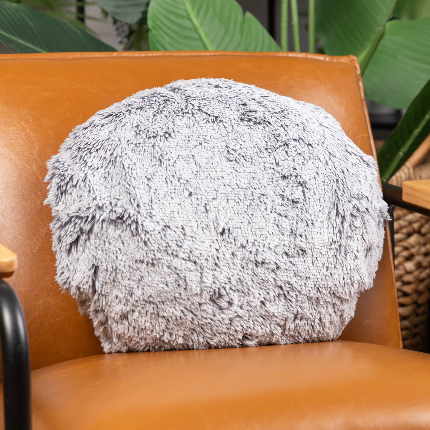 Gray Weighted Round Hug Pillow, 10lb with Hand Pocket