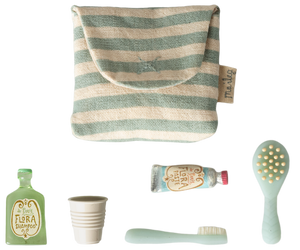 Tooth brush set in bag, Mouse - Blue stripe