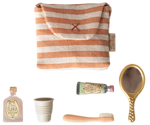Tooth brush set in bag, Mouse - Coral stripe