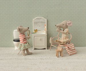 Tooth brush set in bag, Mouse - Coral stripe