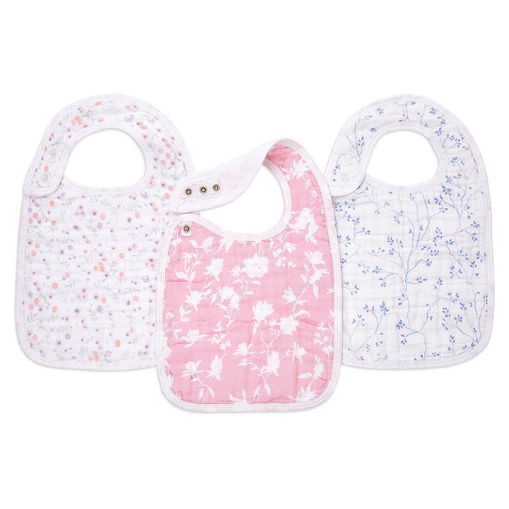 Ma Fleur Classic Muslin Snap Bibs - 3 Pack