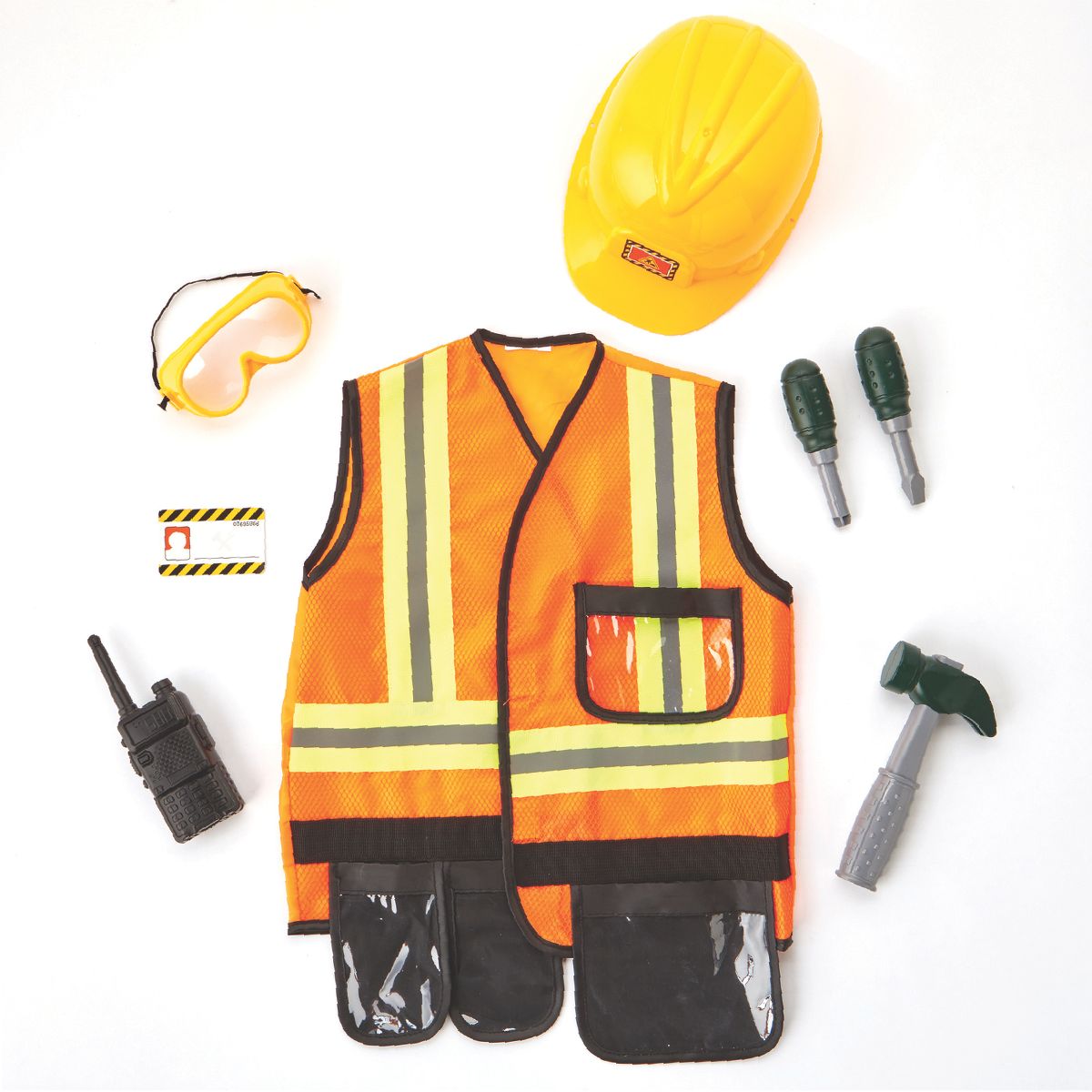 Kidoozie Just Imagine Little Builder Construction Dress-Up Set – Pretend Play Construction Worker Costume with Tools