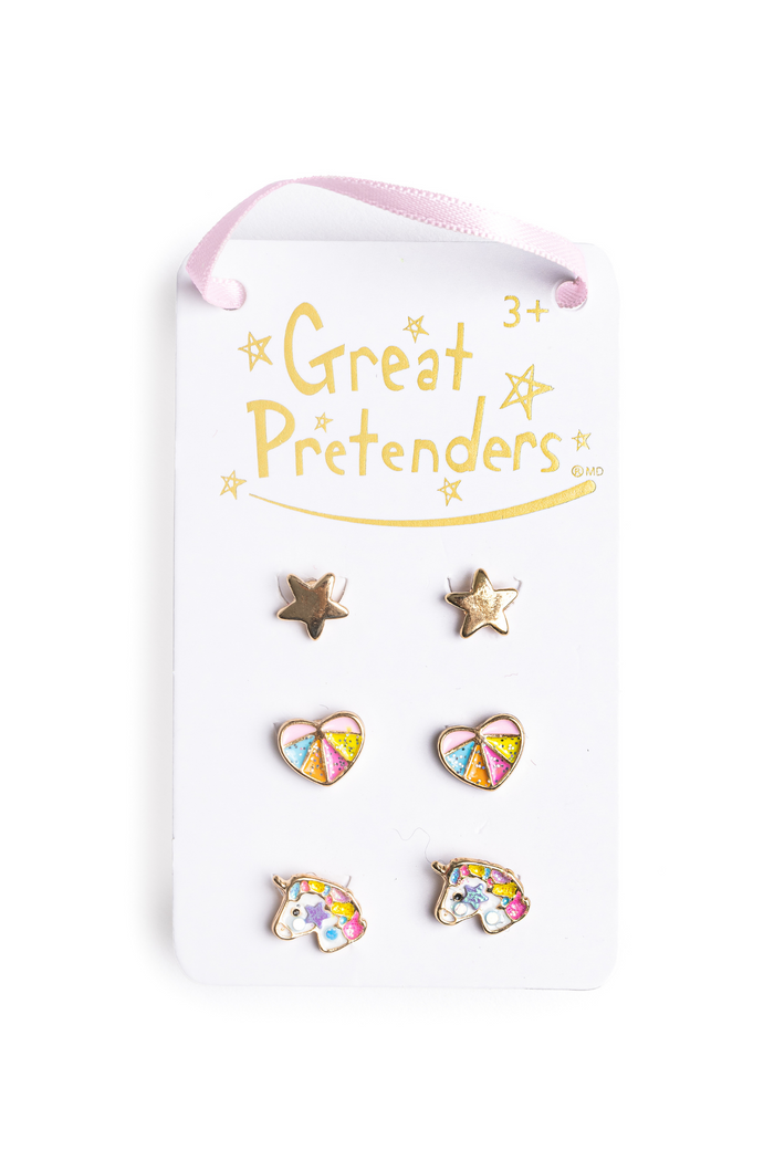 Great Pretenders - Boutique Cheerful Studded Earrings 3 Pairs