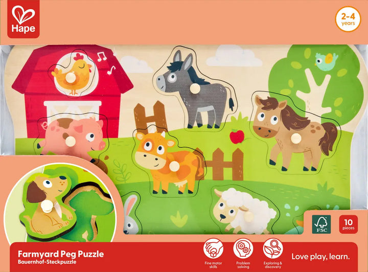 FarmYard Animal Peg Puzzle Hape
