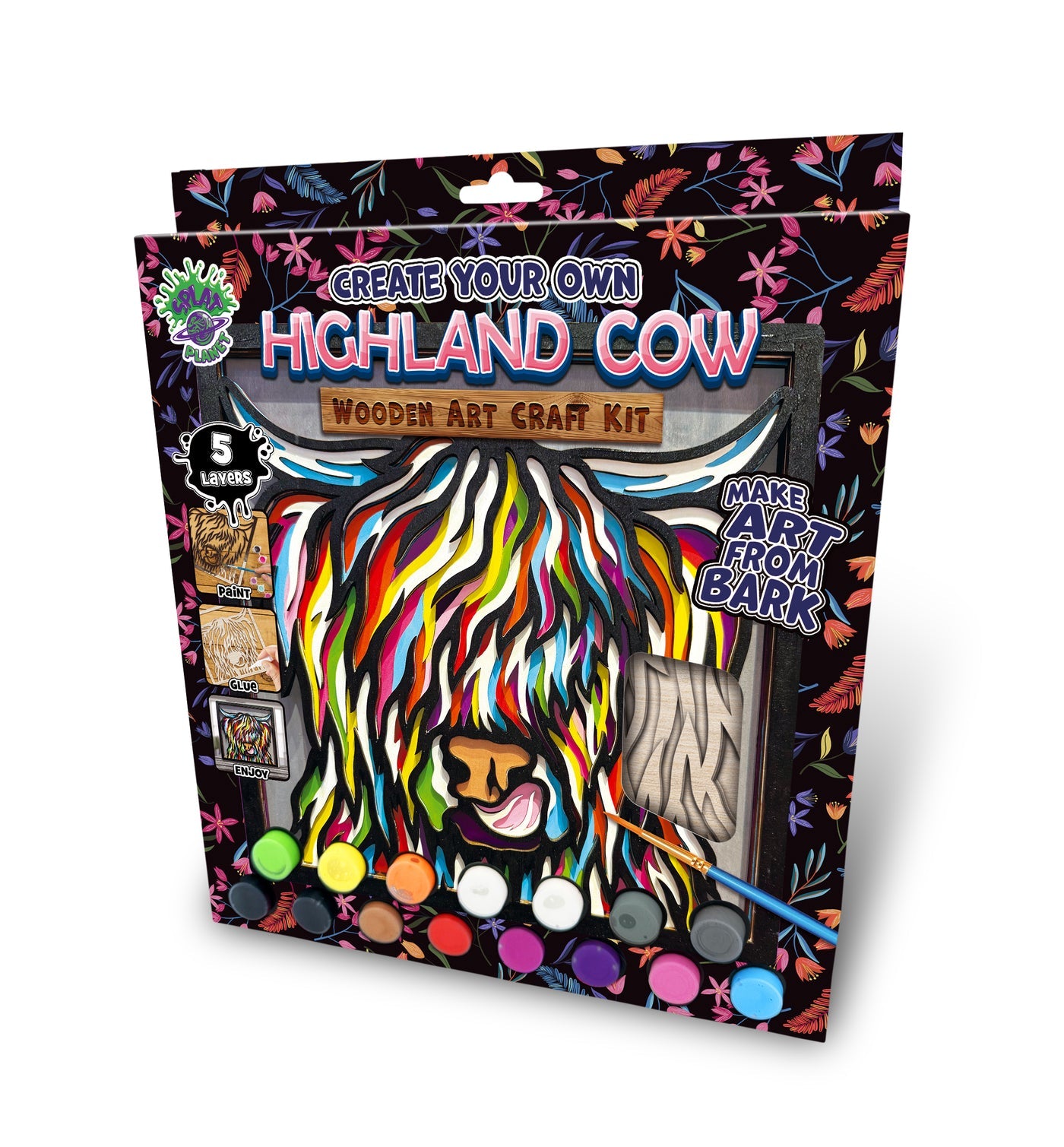 Wooden Highland Cow Art Craft Kit