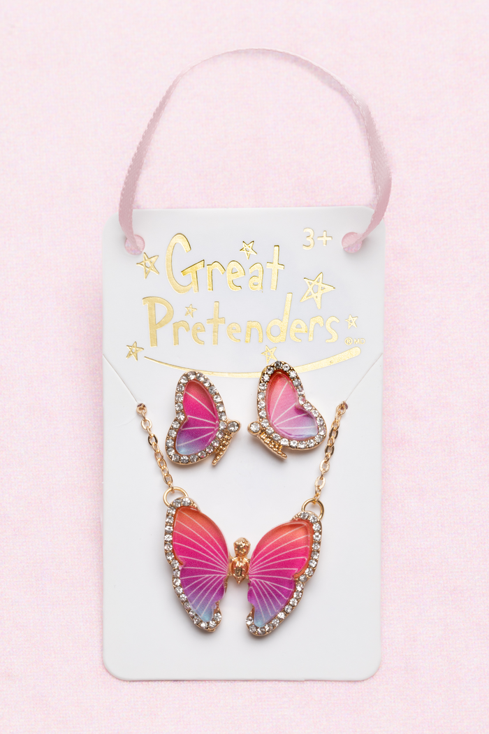 Great Pretenders - Boutique Butterfly Necklace And Stud Earring Set