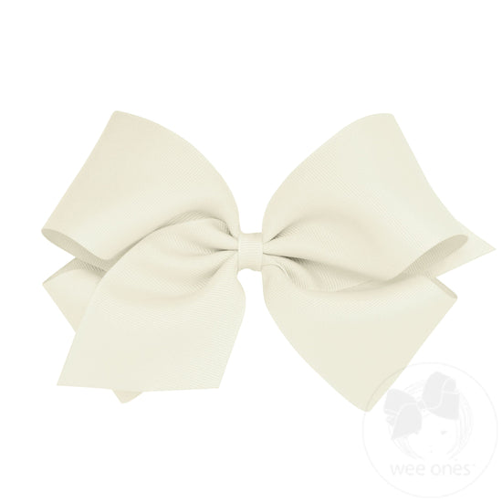 King Classic Grosgrain Hair Bow (Plain Wrap) Antique White