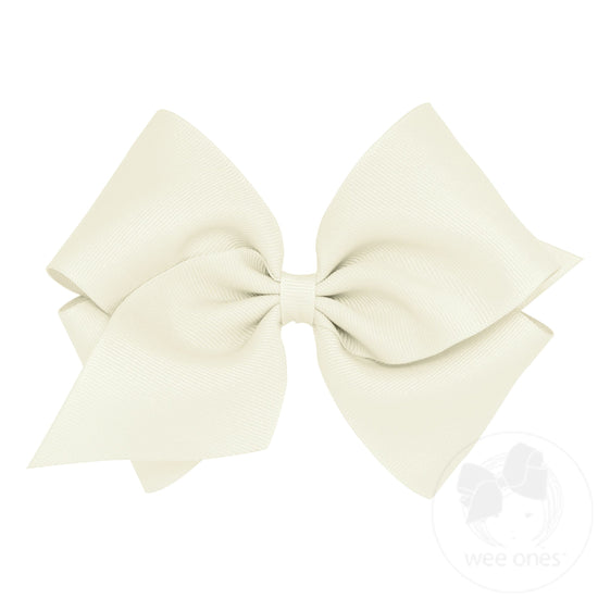 Mini King Classic Grosgrain Hair Bow (Plain Wrap) - ANTIQUE WHITE