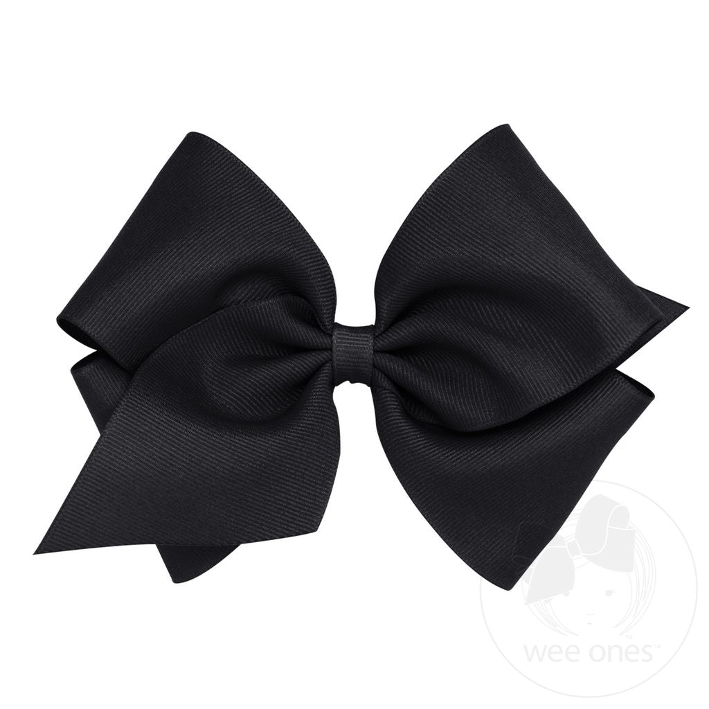 Mini King Classic Grosgrain Hair Bow (Plain Wrap) - Black