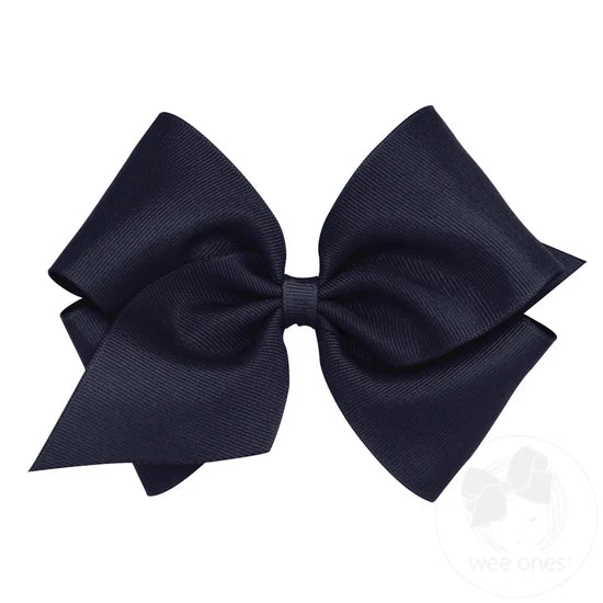 Mini King Classic Grosgrain Hair Bow (Plain Wrap) NVY