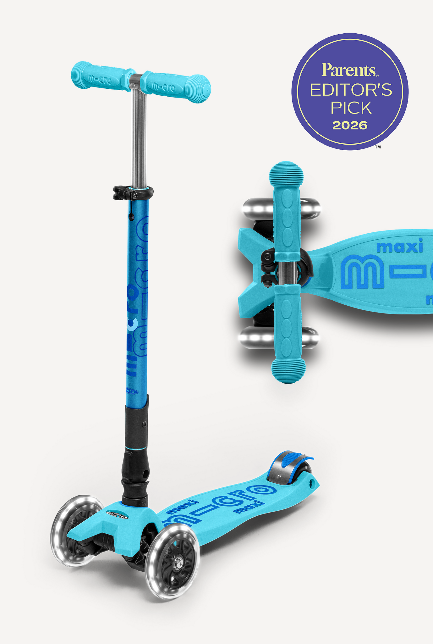 Micro Maxi Foldable LED Scooter - Bright Blue