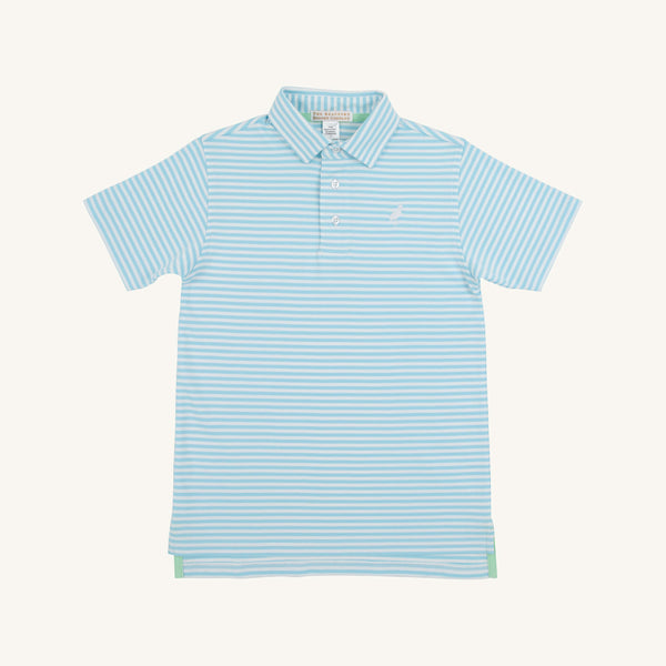 Prim & Proper Polo - Brookline Blue Stripe with Worth Avenue White
