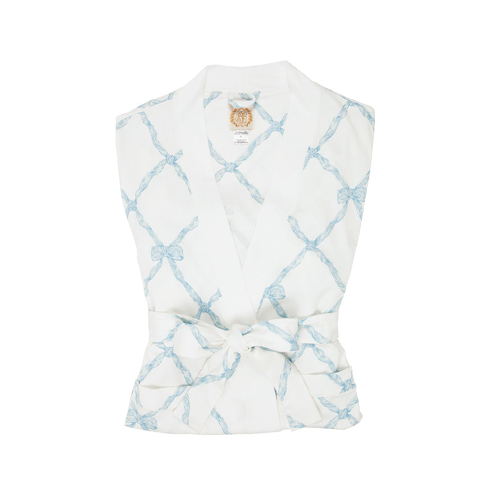 Ready or Not Robe (Women's) Buckhead Blue Belle Meade Bow with Worth Avenue White