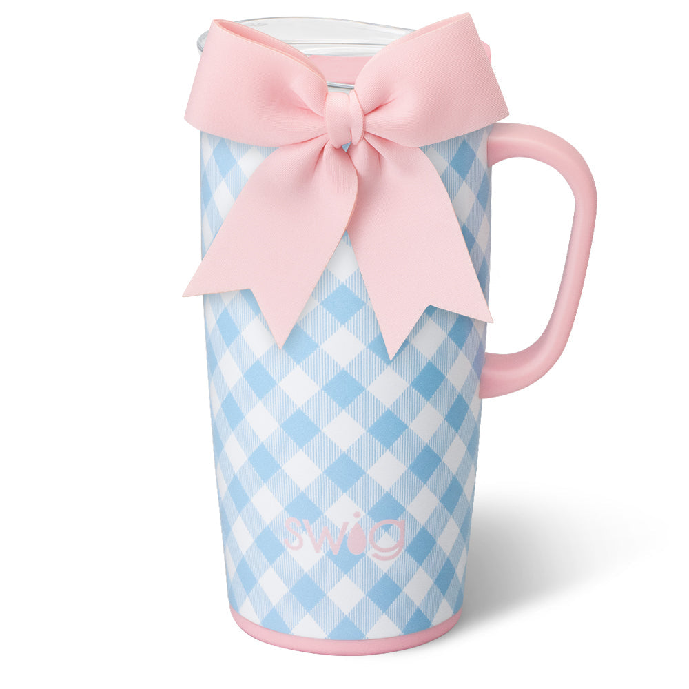 GINGHAM Travel Mug 22oz- with Detachable bow-Swig
