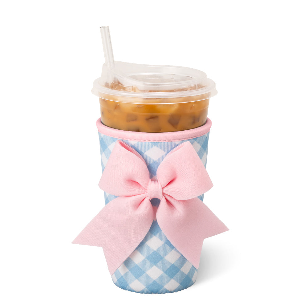 Gingham with Bow- Medium Iced Cup Coolie- Swig