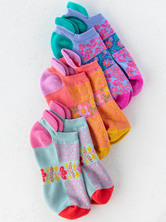 Favorite Fitness Socks, Set of 3 - Coral