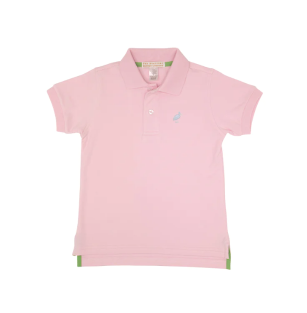 Prim & Proper Polo - Palm Beach Pink with Buckhead Blue Stork 8